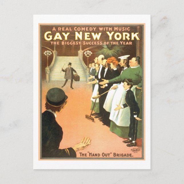 Vintage Gay New York Theatre Poster Postcard (Front)