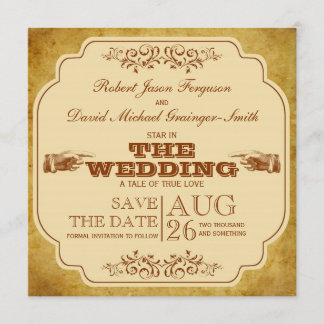 Vintage Gay Wedding Theatre Save The Date