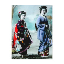 Vintage Geisha and Her Maiko 芸者 舞妓 Old Japan