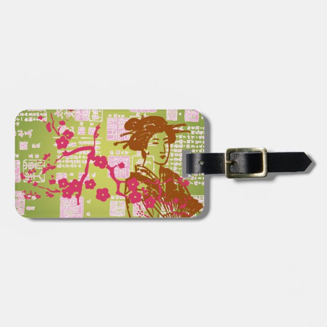 Vintage Geisha Collage Luggage Tag (Front Horizontal)