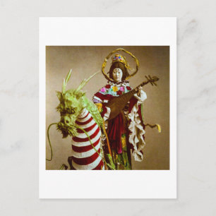 Vintage Geisha Dressed as Goddess Benzaiten Japan Postcard