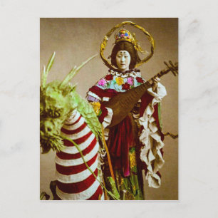 Vintage Geisha Dressed as Goddess Benzaiten Japan Postcard