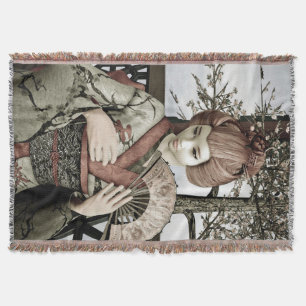 Vintage Geisha Throw Blanket