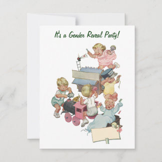 Vintage Gender Reveal Baby Shower Party Invitation