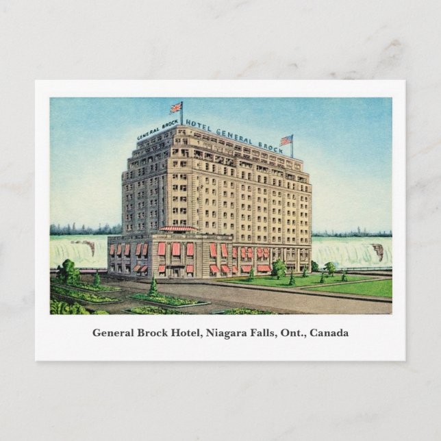 Vintage General Brock Hotel Niagara Canada Postcard (Front)