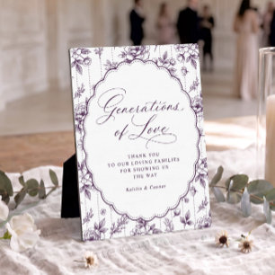 Vintage Generations of Love Dark Purple Wedding Plaque