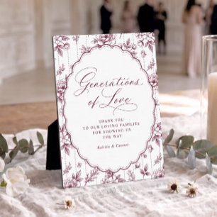Vintage Generations of Love Dark Red Wine Wedding Plaque