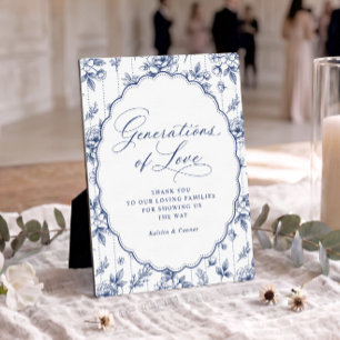 Vintage Generations of Love Navy Blue Wedding Plaque