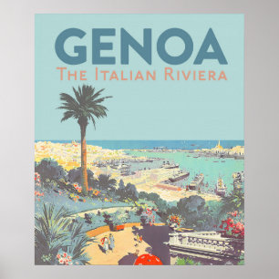 Vintage Genoa Italian Riviera Travel Poster 1931 