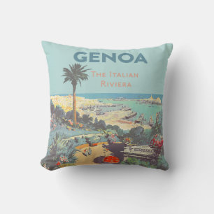 Vintage Genoa Italian Riviera Travel Poster 1931  Cushion