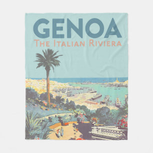 Vintage Genoa Italian Riviera Travel Poster 1931  Fleece Blanket