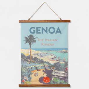 Vintage Genoa Italian Riviera Travel Poster 1931  Hanging Tapestry