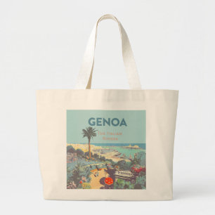 Vintage Genoa Italian Riviera Travel Poster 1931  Large Tote Bag