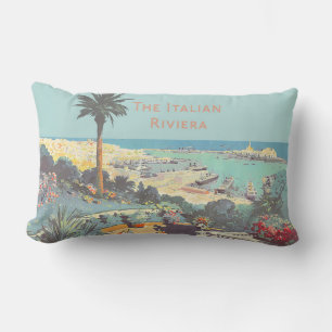 Vintage Genoa Italian Riviera Travel Poster 1931  Lumbar Cushion