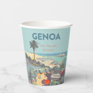 Vintage Genoa Italian Riviera Travel Poster 1931  Paper Cups