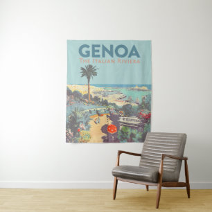 Vintage Genoa Italian Riviera Travel Poster 1931  Tapestry