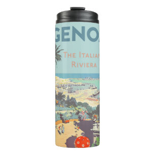 Vintage Genoa Italian Riviera Travel Poster 1931  Thermal Tumbler