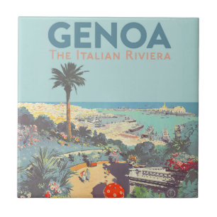 Vintage Genoa Italian Riviera Travel Poster 1931  Tile