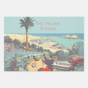 Vintage Genoa Italian Riviera Travel Poster 1931  Wrapping Paper Sheet