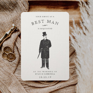 Vintage Gent   Best Man Request Card