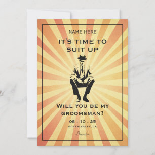 Vintage Gentleman suit groomsman Invitation