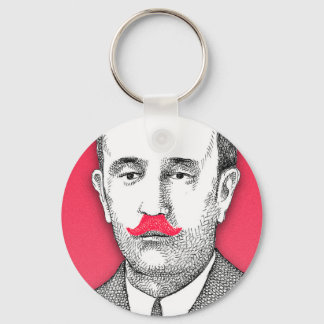 Vintage Gentleman With Funny Pink Moustache Key Ring