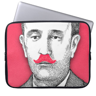 Vintage Gentleman With Funny Pink Moustache Laptop Sleeve
