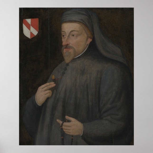 Vintage Geoffrey Chaucer Portrait Painting Poster (Front)