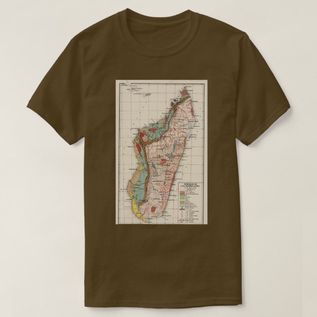 Vintage Geological Map of Madagascar 1922 T-Shirt (Design Front)