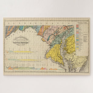 Vintage Geological Map of Maryland (1873) Jigsaw Puzzle