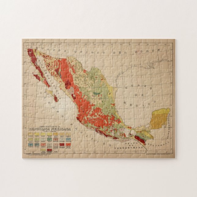Vintage Geological Map of Mexico (1921) Jigsaw Puzzle (Horizontal)