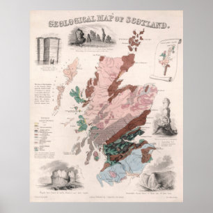 Vintage Geological Map of Scotland (1850) Poster