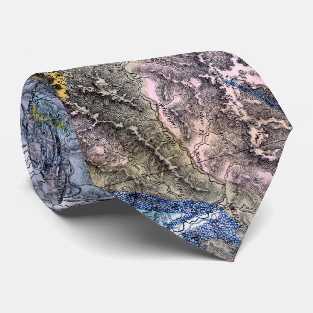 Vintage Geological Map of The Alps (1876) Tie (Rolled)