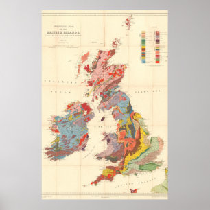 Vintage Geological Map of The British Isles (1912) Poster