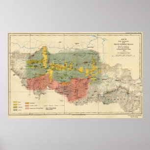 Vintage Geological Map of The Mount Everest Region Poster