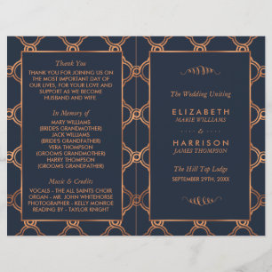Vintage Geometric Art Deco Gatsby Wedding Program