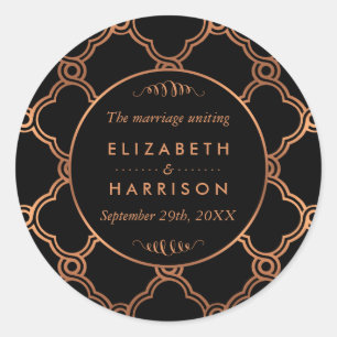 Vintage Geometric Art Deco Gatsby Wedding Thanks Classic Round Sticker