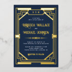 Vintage Geometric Art Deco Wedding Navy Blue Gold