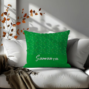 Vintage geometric circle line green name cushion