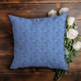 Vintage geometric circle line pattern blue cushion