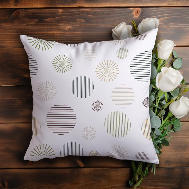 Vintage geometric circle line pattern white cushion (Creator Uploaded)