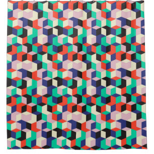 Vintage geometric, diamond shape pattern. shower curtain