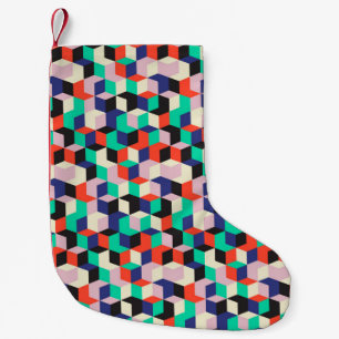 Vintage geometric, diamond shape pattern. small christmas stocking