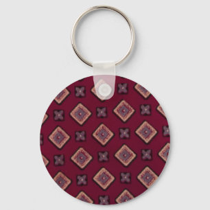 Vintage Geometric Diamond Textile Key Chain