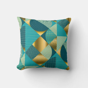 Vintage geometric fabric, seamless patchwork. cushion