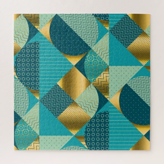 Vintage geometric fabric, seamless patchwork. jigsaw puzzle (Vertical)