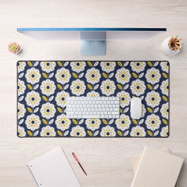 Vintage Geometric Flower Pattern Desk Mat (Office 1)