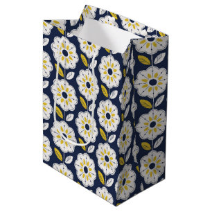 Vintage Geometric Flower Pattern Medium Gift Bag