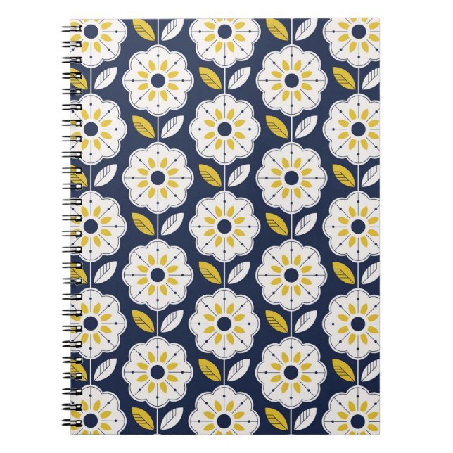 Vintage Geometric Flower Pattern Notebook (Front)