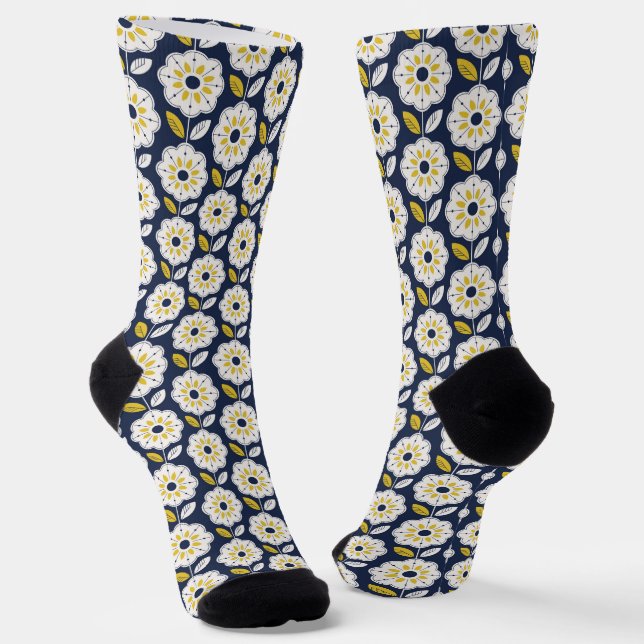 Vintage Geometric Flower Pattern Socks (Angled)